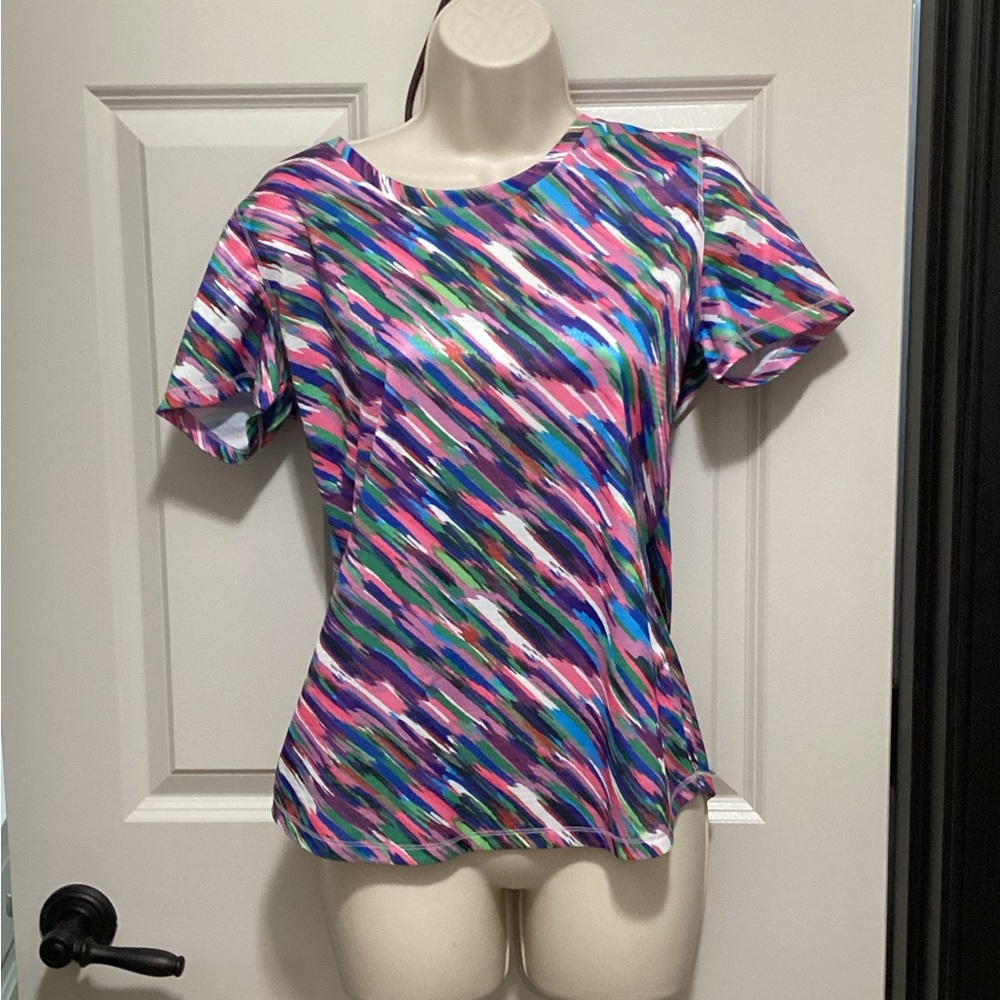 Reel Legends Ladies Small Scoop Neck Multicolor Short Sleeve Top
